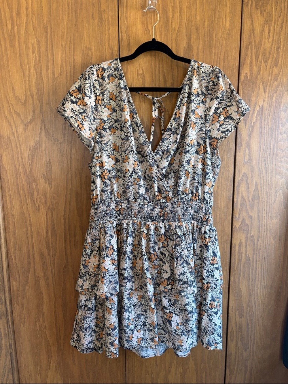 American Eagle Outfitters Floral Mini Dress in Cream, Tan, Black